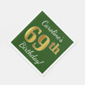 Groen, Faux Gold 69th Birthday + Eigen naam Servetten (Hoek)