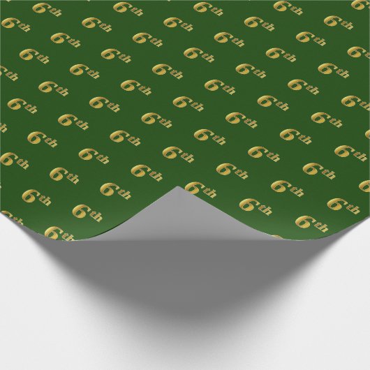 Groen, Faux Gold 6e (zesde) Event Wrapping Paper Cadeaupapier (Hoek)