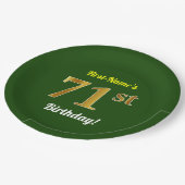 Groen, Faux Gold 71st Birthday + aangepaste naam Papieren Bordje (Gekanteld)