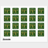 Groen, Faux Gold 71st Birthday + aangepaste naam Vierkante Sticker (Vel)