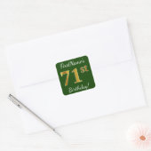 Groen, Faux Gold 71st Birthday + aangepaste naam Vierkante Sticker (Envelop)