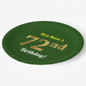 Groen, Faux Gold 72e verjaardag + Aangepaste naam Papieren Bordje (Gekanteld)
