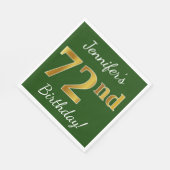 Groen, Faux Gold 72e verjaardag + Aangepaste naam Servetten (Hoek)