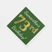 Groen, Faux Gold 73rd Birthday + Aangepaste naam Servetten (Hoek)