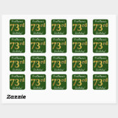 Groen, Faux Gold 73rd Birthday + Aangepaste naam Vierkante Sticker (Vel)