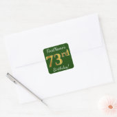 Groen, Faux Gold 73rd Birthday + Aangepaste naam Vierkante Sticker (Envelop)