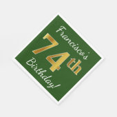 Groen, Faux Gold 74th Birthday + Eigen naam Servet (Hoek)