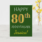 Groen Faux Gold 80th Wedding Jubileum + naam Kaart (Gele Bloem)