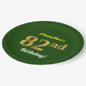 Groen, Faux Gold 82e verjaardag + Aangepaste naam Papieren Bordje (Gekanteld)