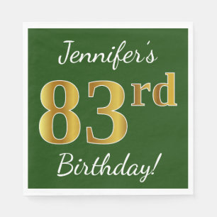 Groen, Faux Gold 83rd Birthday + Eigen naam Servetten