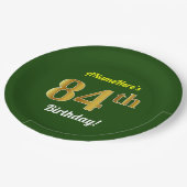 Groen, Faux Gold 84th Birthday + Eigen naam Papieren Bordje (Gekanteld)