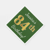 Groen, Faux Gold 84th Birthday + Eigen naam Servetten (Hoek)