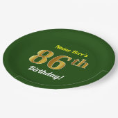 Groen, Faux Gold 86th Birthday + Eigen naam Papieren Bordje (Gekanteld)