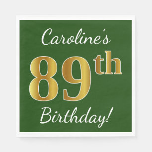 Groen, Faux Gold 89th Birthday + Eigen naam Servet