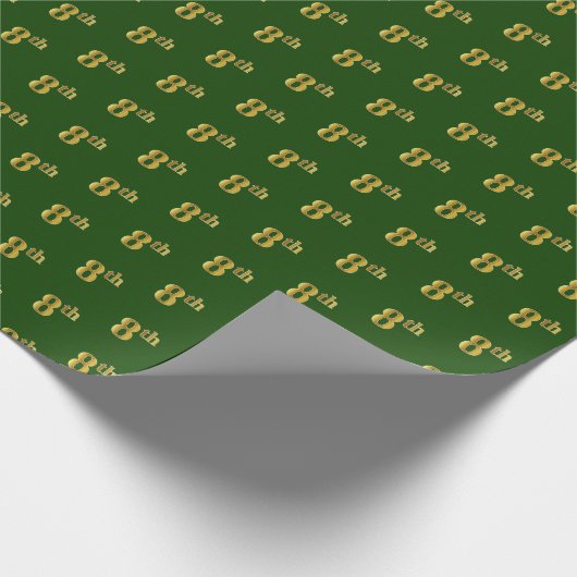 Groen, Faux Gold 8th (Achtste) Event Wrapping Pape Cadeaupapier (Hoek)