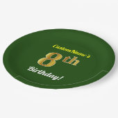 Groen, Faux Gold 8th Birthday + Eigen naam Papieren Bordje (Gekanteld)