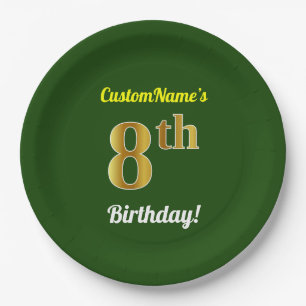 Groen, Faux Gold 8th Birthday + Eigen naam Papieren Bordje