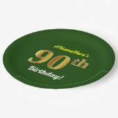 Groen, Faux Gold 90ste verjaardag + aangepaste naa Papieren Bordje (Gekanteld)