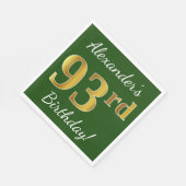 Groen, Faux Gold 93rd Birthday + aangepaste naam Servetten (Hoek)