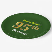 Groen, Faux Gold 95th Birthday + Eigen naam Papieren Bordje (Gekanteld)