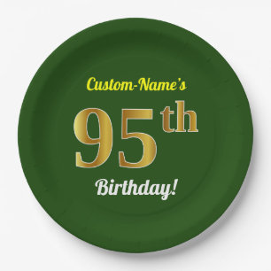 Groen, Faux Gold 95th Birthday + Eigen naam Papieren Bordje