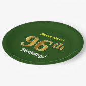 Groen, Faux Gold 96th Birthday + Eigen naam Papieren Bordje (Gekanteld)