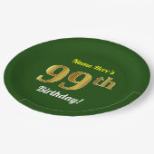 Groen, Faux Gold 99th Birthday + Eigen naam Papieren Bordje (Gekanteld)