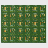 Groen, Faux Gold "HAPPY 18th BIRTHDAY" Cadeaupapier (Vlak)