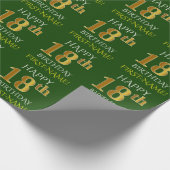 Groen, Faux Gold "HAPPY 18th BIRTHDAY" Cadeaupapier (Hoek)