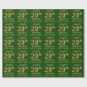 Groen, Faux Gold "HAPPY 20th BIRTHDAY" Cadeaupapier (Vlak)
