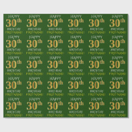 Groen, Faux Gold "HAPPY 30th BIRTHDAY" Cadeaupapier