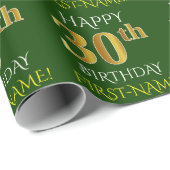 Groen, Faux Gold "HAPPY 30th BIRTHDAY" Cadeaupapier (Rol Hoek)