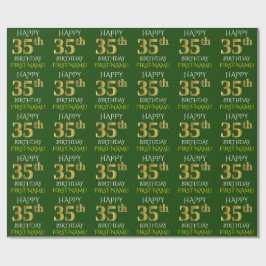Groen, Faux Gold "HAPPY 35th BIRTHDAY" Cadeaupapier