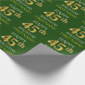 Groen, Faux Gold "HAPPY 45th BIRTHDAY" Cadeaupapier (Hoek)