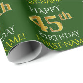 Groen, Faux Gold "HAPPY 45th BIRTHDAY" Cadeaupapier (Rol Hoek)