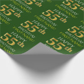 Groen, Faux Gold "HAPPY 55th BIRTHDAY" Cadeaupapier (Hoek)