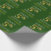 Groen, Faux Gold "HAPPY 5th BIRTHDAY" Cadeaupapier (Hoek)