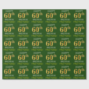 Groen, Faux Gold "HAPPY 60th BIRTHDAY" Cadeaupapier