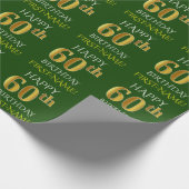 Groen, Faux Gold "HAPPY 60th BIRTHDAY" Cadeaupapier (Hoek)