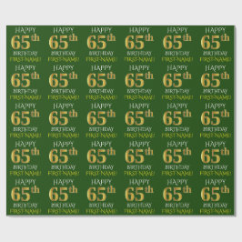 Groen, Faux Gold "HAPPY 65th BIRTHDAY" Cadeaupapier