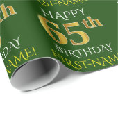 Groen, Faux Gold "HAPPY 65th BIRTHDAY" Cadeaupapier (Rol Hoek)