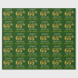 Groen, Faux Gold "HAPPY 66th BIRTHDAY" Cadeaupapier