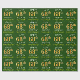 Groen, Faux Gold "HAPPY 68th BIRTHDAY" Cadeaupapier