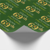 Groen Faux Gold "HAPPY 69th BIRTHDAY" Cadeaupapier (Hoek)