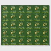 Groen Faux Gold "HAPPY 6th BIRTHDAY" Cadeaupapier (Vlak)