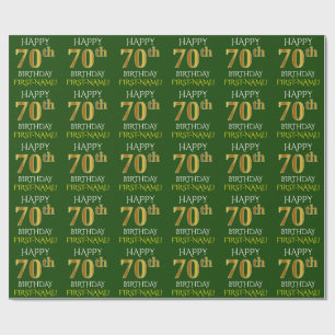 Groen, Faux Gold "HAPPY 70th BIRTHDAY" Cadeaupapier