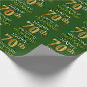 Groen, Faux Gold "HAPPY 70th BIRTHDAY" Cadeaupapier (Hoek)