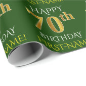 Groen, Faux Gold "HAPPY 70th BIRTHDAY" Cadeaupapier (Rol Hoek)