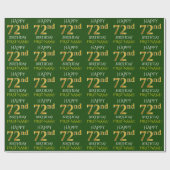 Groen Faux Gold "HAPPY 72nd BIRTHDAY" Cadeaupapier (Vlak)