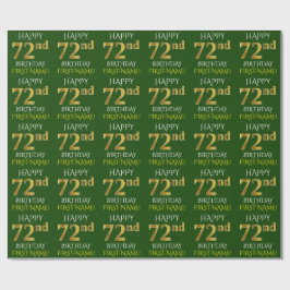 Groen Faux Gold "HAPPY 72nd BIRTHDAY" Cadeaupapier